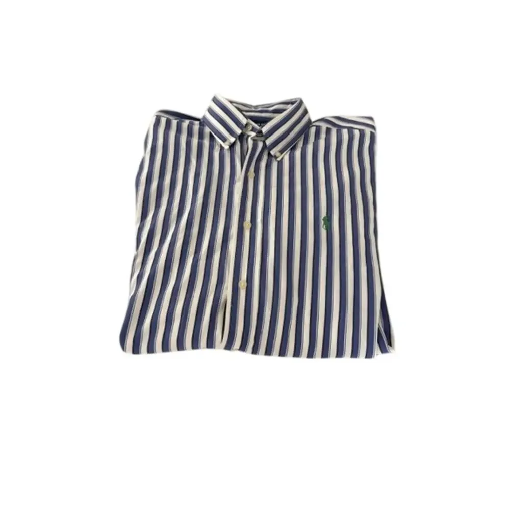 Polo Golf Ralph Lauren Ellington Shirt L Blue Stripe Button Down Titleist Cotton